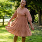 Dusty Rust Pillow Sleeve Midi Dress Dresses Tres Bien