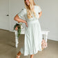 Dusty Sage V-Neck Ruffled Hem Midi Dress Dresses