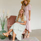 Dusty Sage V-Neck Ruffled Hem Midi Dress Dresses