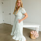 Dusty Sage V-Neck Ruffled Hem Midi Dress Dresses