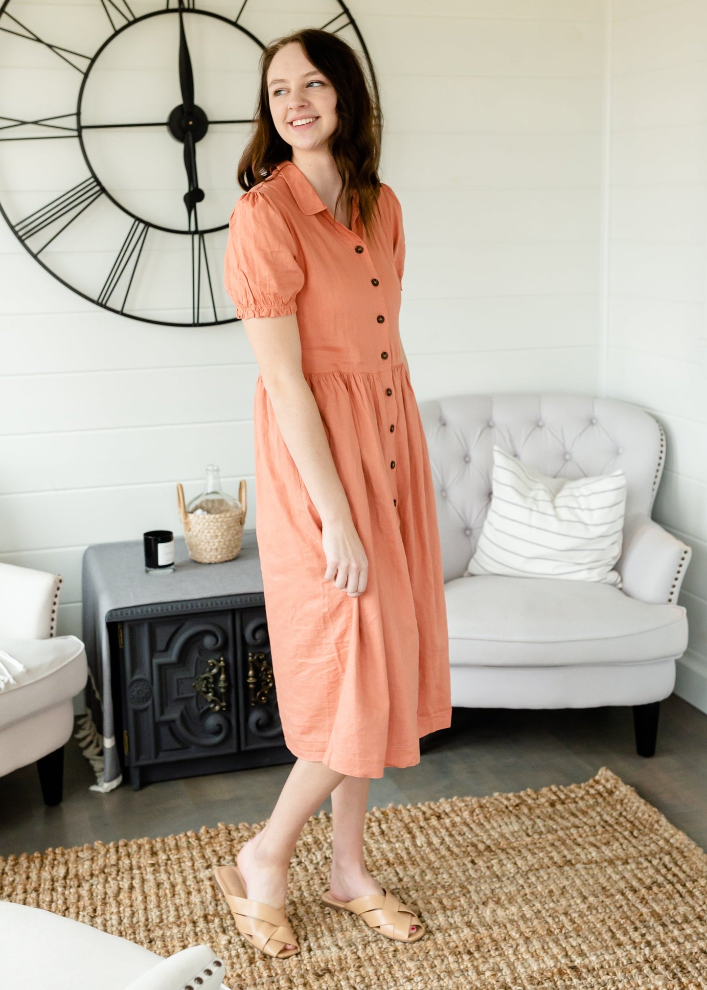 Dusty Salmon Button Front Dress - FINAL SALE Dresses