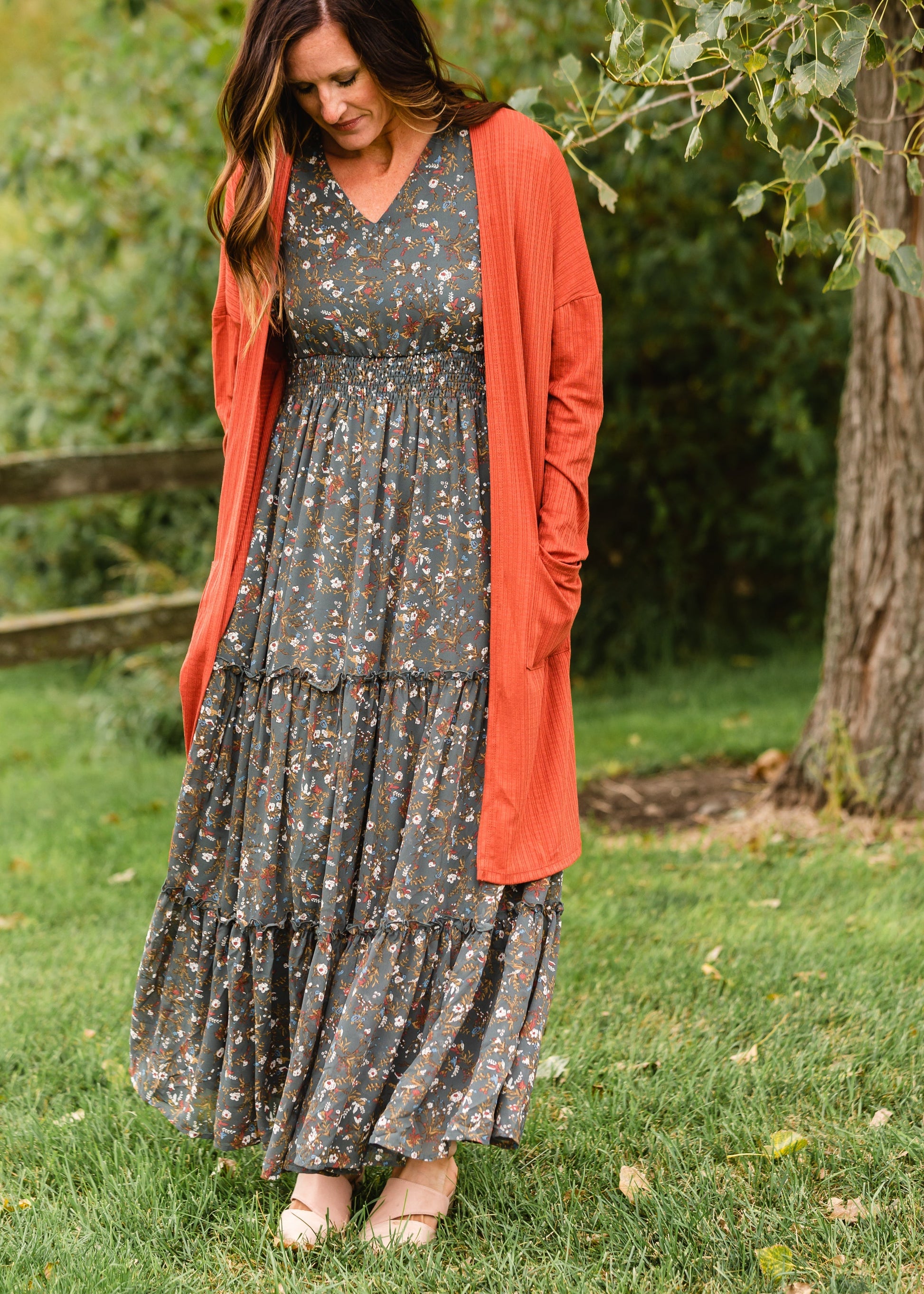 Eden Sage Floral Ruffle Sleeve Maxi Dress - FINAL SALE Dresses