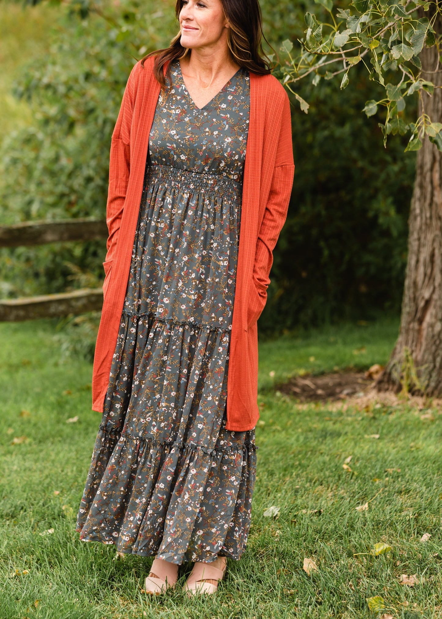 Eden Sage Floral Ruffle Sleeve Maxi Dress - FINAL SALE Dresses