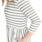 striped modest dress with elastic waist.