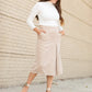 Ella Corduroy Kick Pleat Midi Skirt Skirts