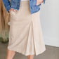 Ella Corduroy Kick Pleat Midi Skirt Skirts Inherit