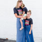 Women's modest long denim skirt with a slit in the back 