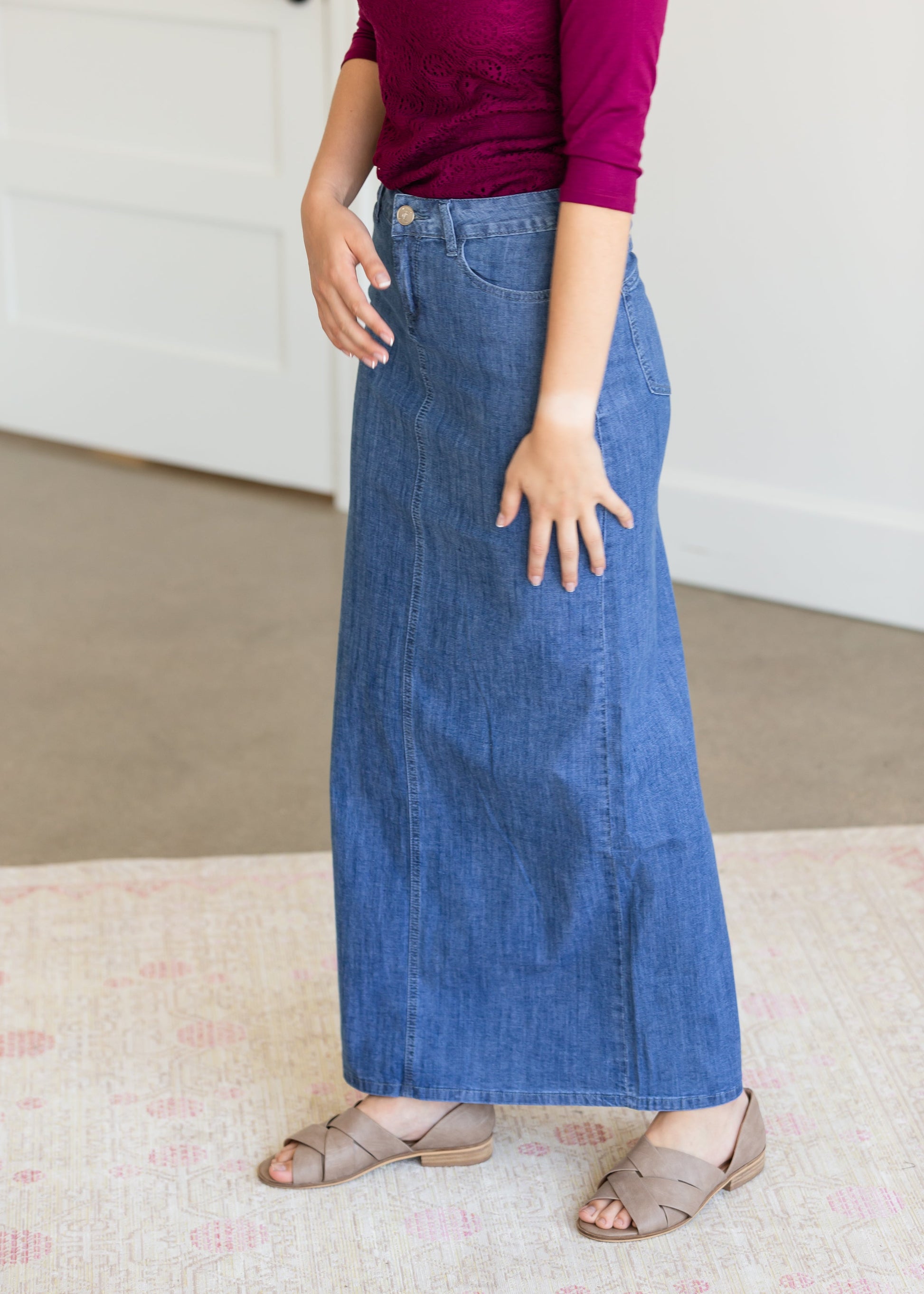 Ellie Long Denim Skirt - FINAL SALE Skirts Light Wash / 6