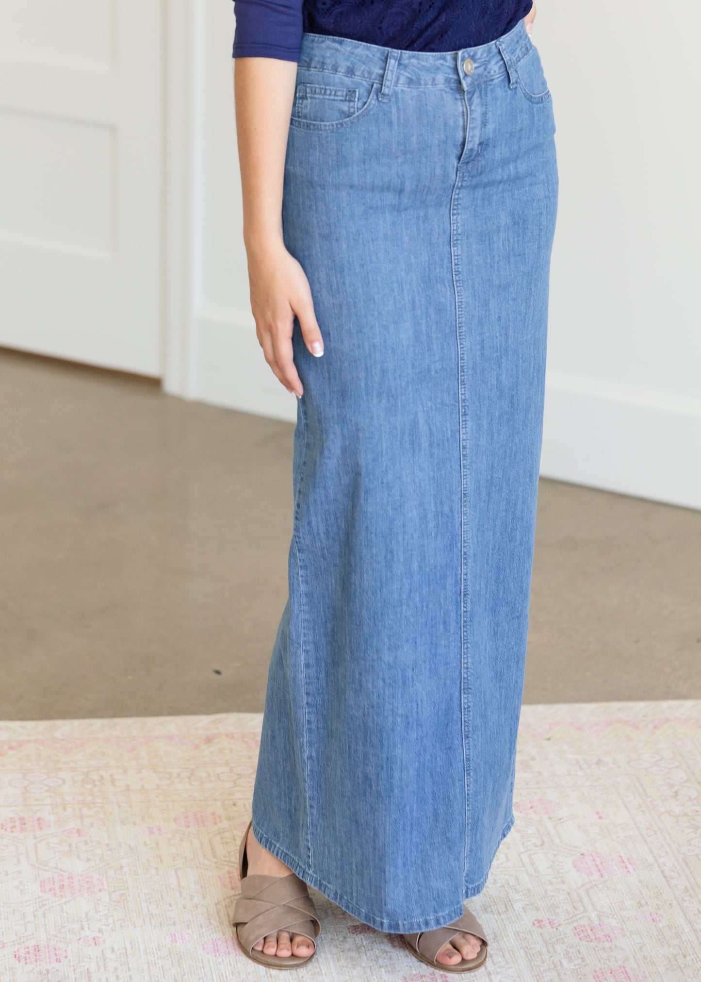 Ellie Long Denim Skirt - FINAL SALE Skirts Light Wash / 6