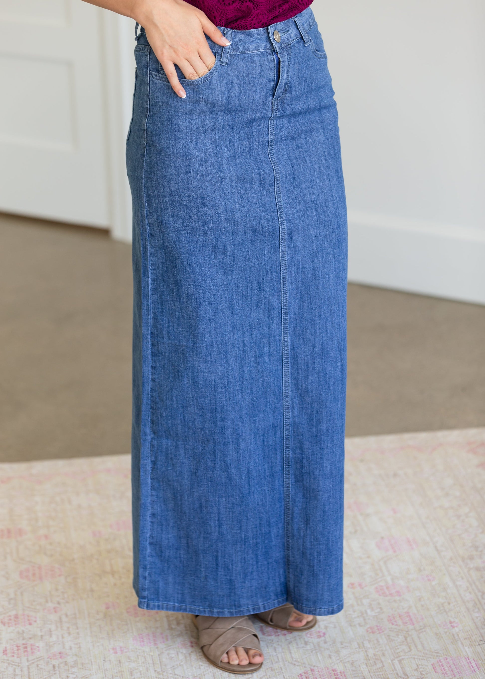 Ellie Long Denim Skirt - FINAL SALE Skirts Light Wash / 6