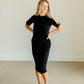 Elly Black Zipper Back Midi Dress - FINAL SALE Dresses