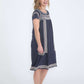 Embroidered navy modest midi dress