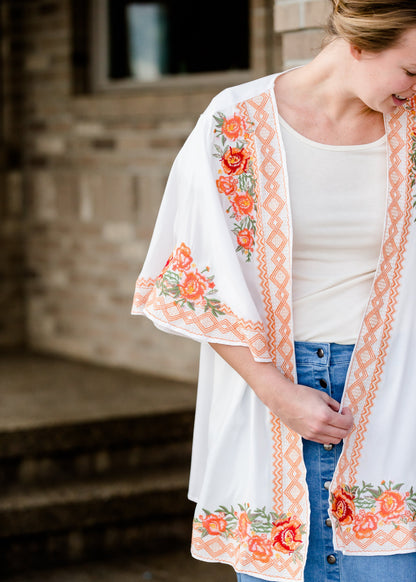 Embroidered Floral Open Front Kimono - FINAL SALE Layering Essentials