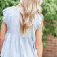 Embroidered Flutter Sleeve Blouse Tops