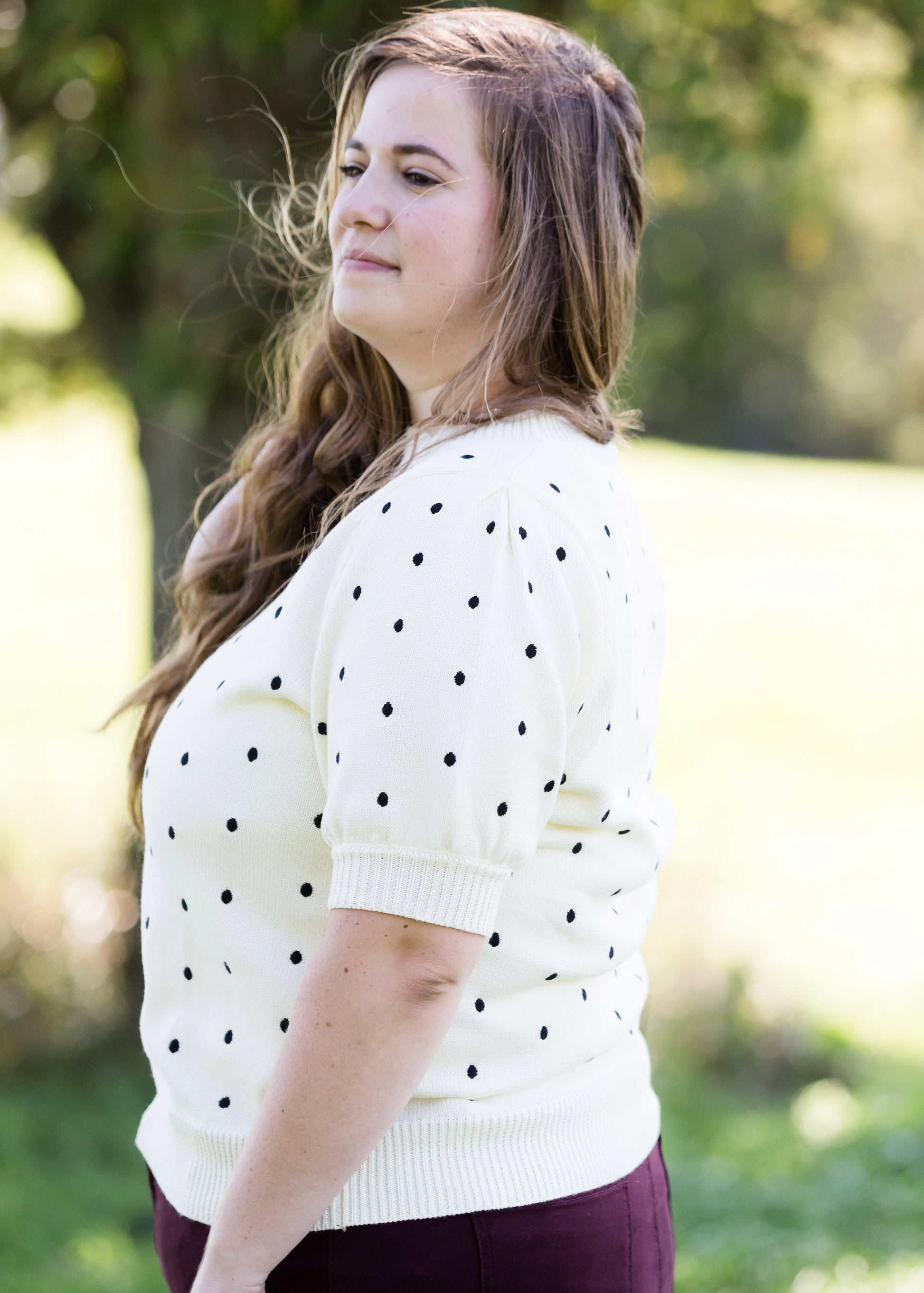 Embroidered Polka Dot Sweater Top - FINAL SALE Tops