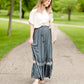 Embroidered Tiered Maxi Skirt Skirts Blue / S