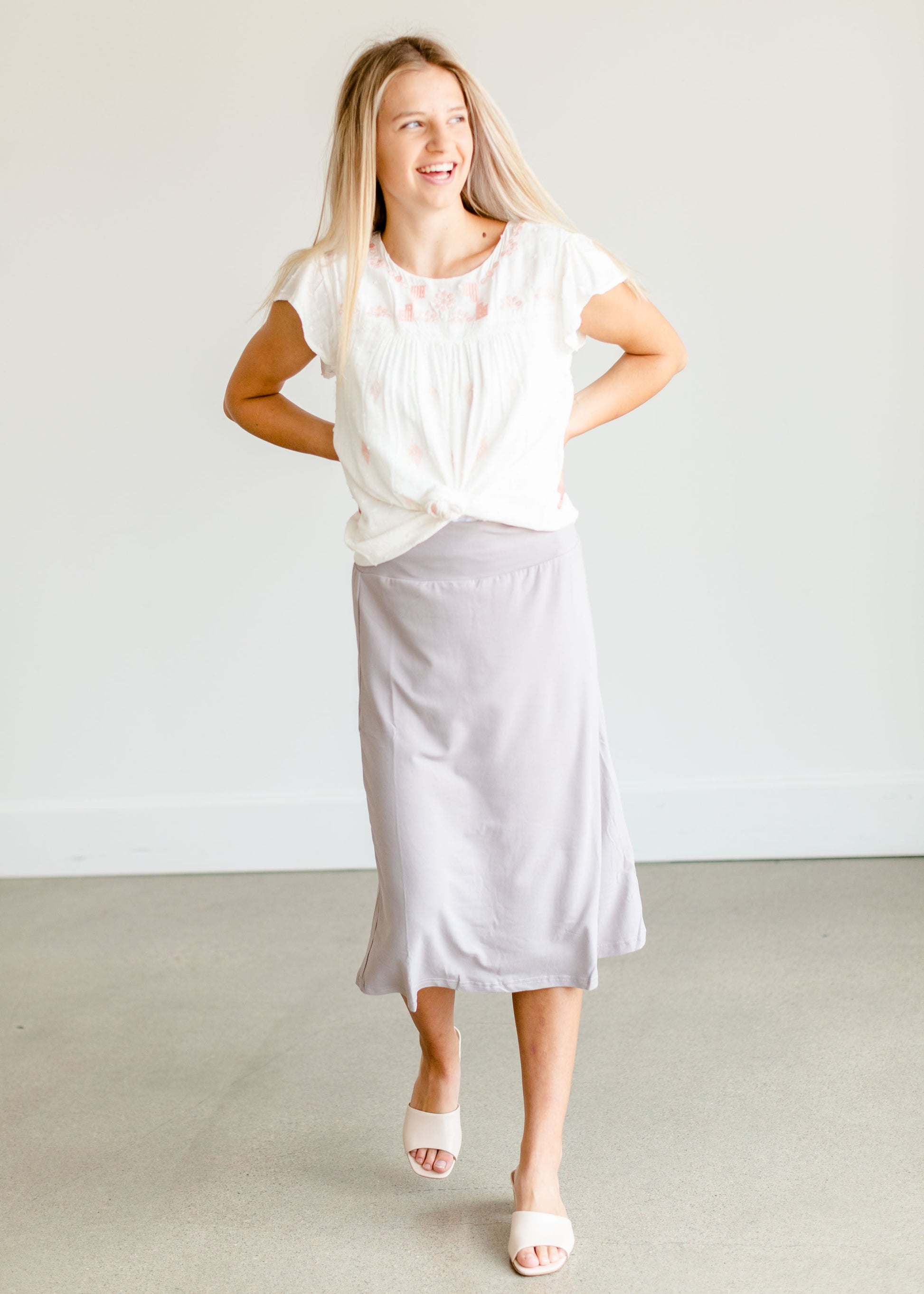 Emily Gray Knit Midi Skirt - FINAL SALE Skirts