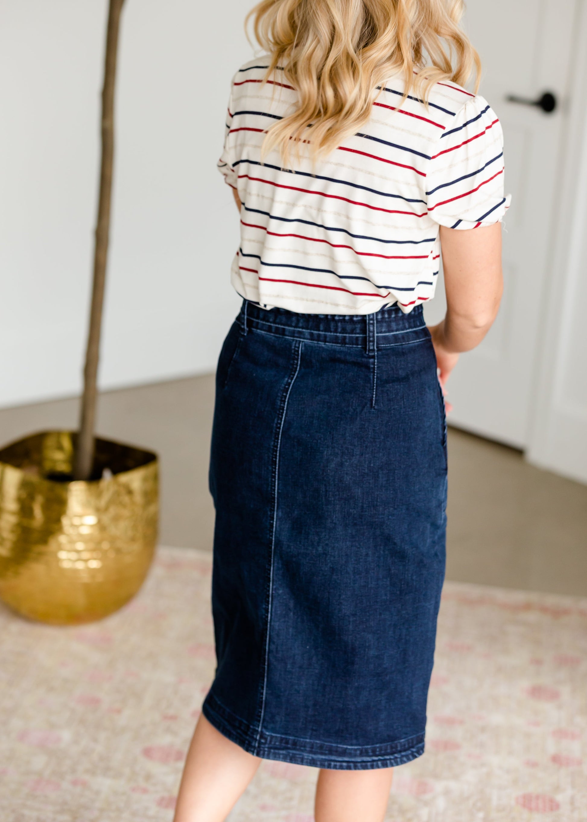 Emma Paper Bag Tie Midi Denim Jean Skirt - FINAL SALE Skirts