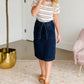 Emma Paper Bag Tie Midi Denim Jean Skirt - FINAL SALE Skirts