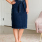 Emma Paper Bag Tie Midi Denim Jean Skirt - FINAL SALE Skirts