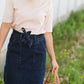 Emma Paper Bag Tie Midi Denim Jean Skirt - FINAL SALE Skirts