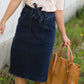 Emma Paper Bag Tie Midi Denim Jean Skirt - FINAL SALE Skirts