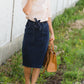 Emma Paper Bag Tie Midi Denim Jean Skirt - FINAL SALE Skirts