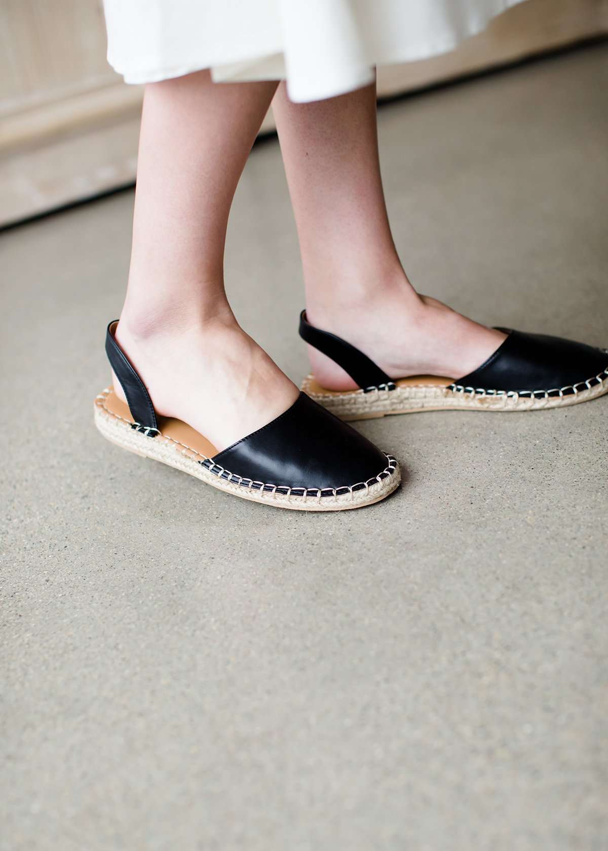 black espadrille strapped heel