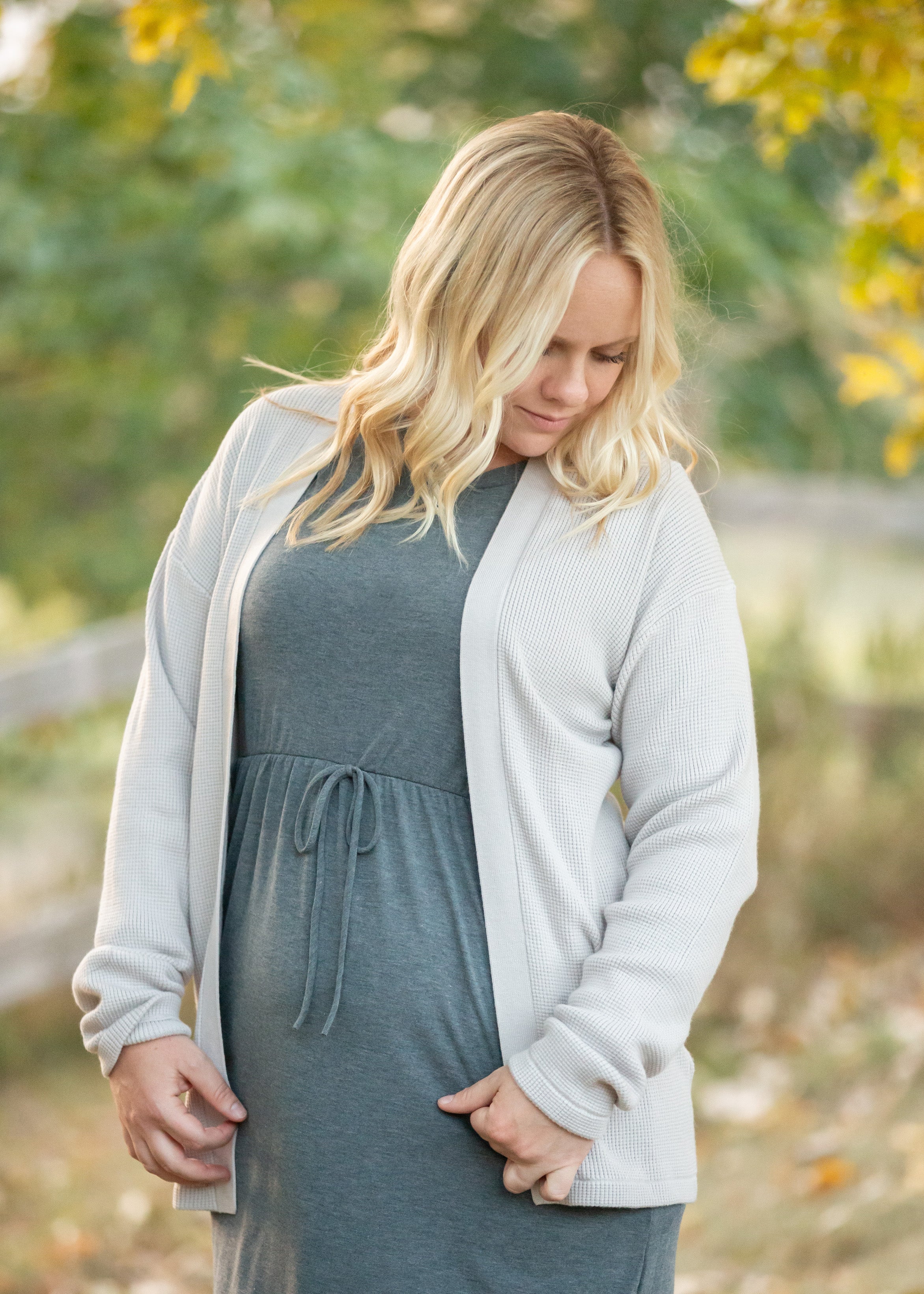Grey waffle deals knit cardigan