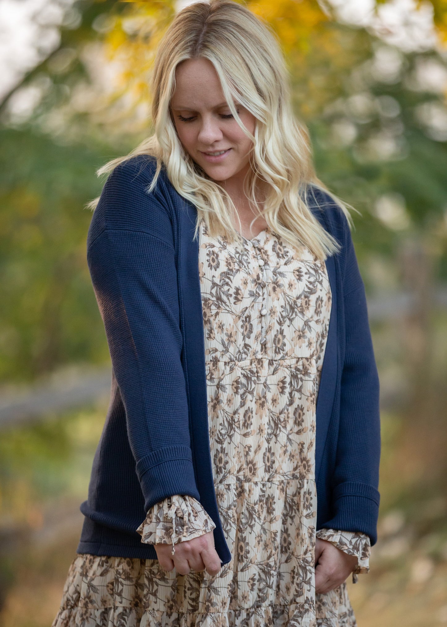 Essential Waffle Knit Cardigan Tops Navy / XS