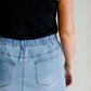 Eva Raw Hem Midi Denim Skirt Inherit Co.