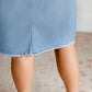 Eva Raw Hem Midi Denim Skirt Inherit Co.