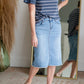 Eva Raw Hem Midi Denim Skirt Inherit Co.