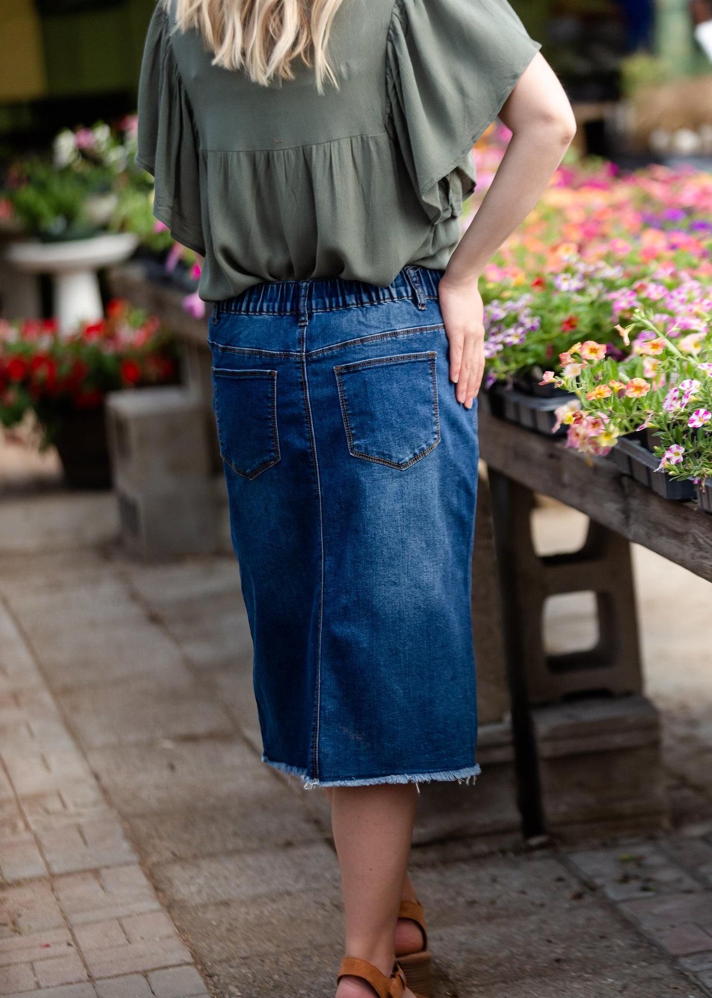 Eva Raw Hem Stitched Midi Skirt - FINAL SALE Skirts