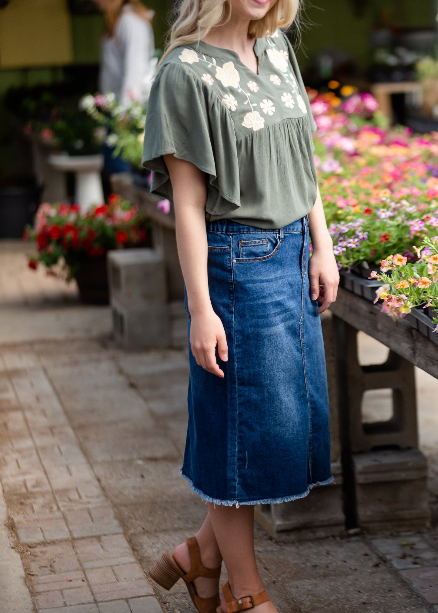 Eva Raw Hem Stitched Midi Skirt - FINAL SALE Skirts