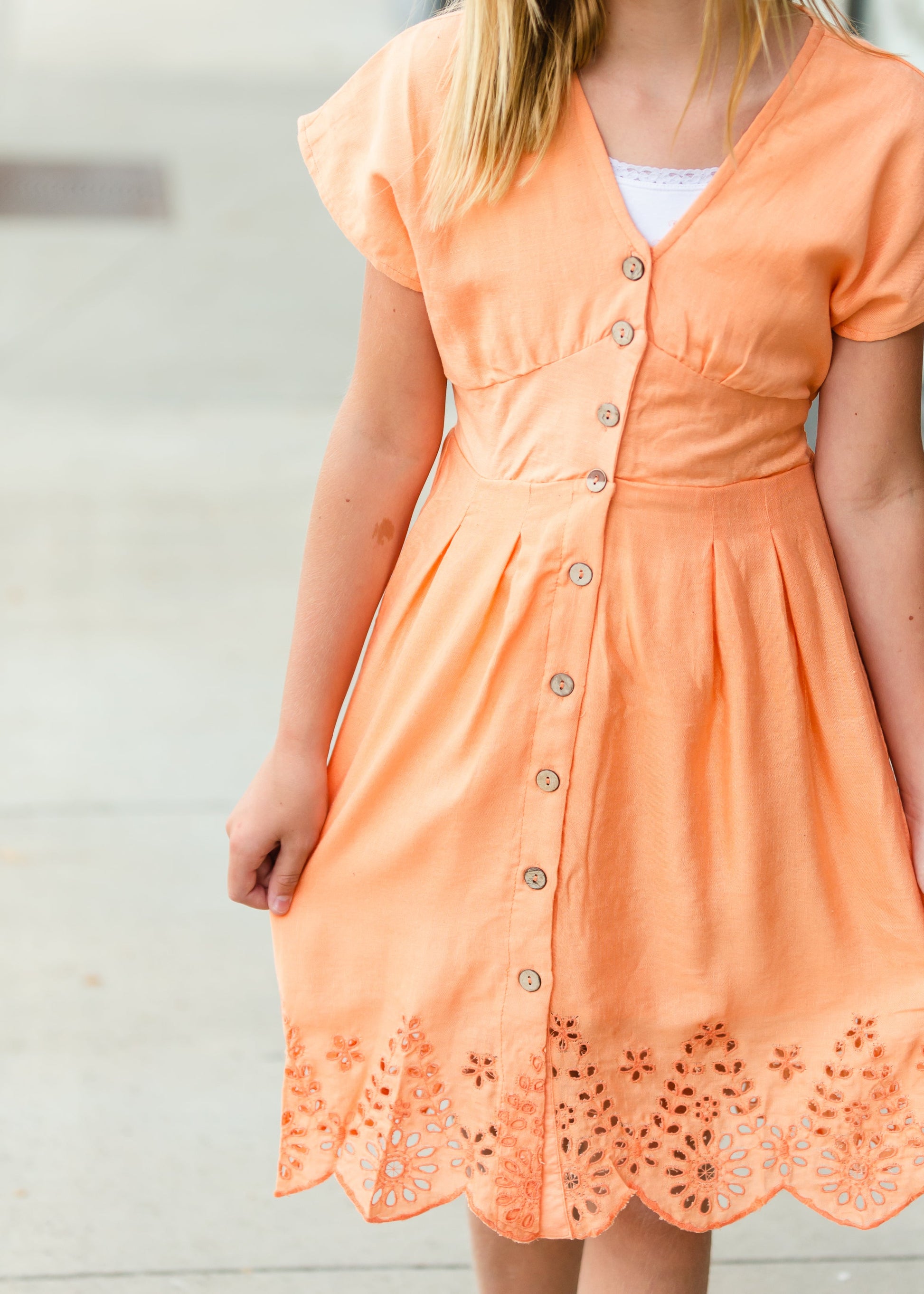 Eyelet Button Front Midi Dress - FINAL SALE Dresses