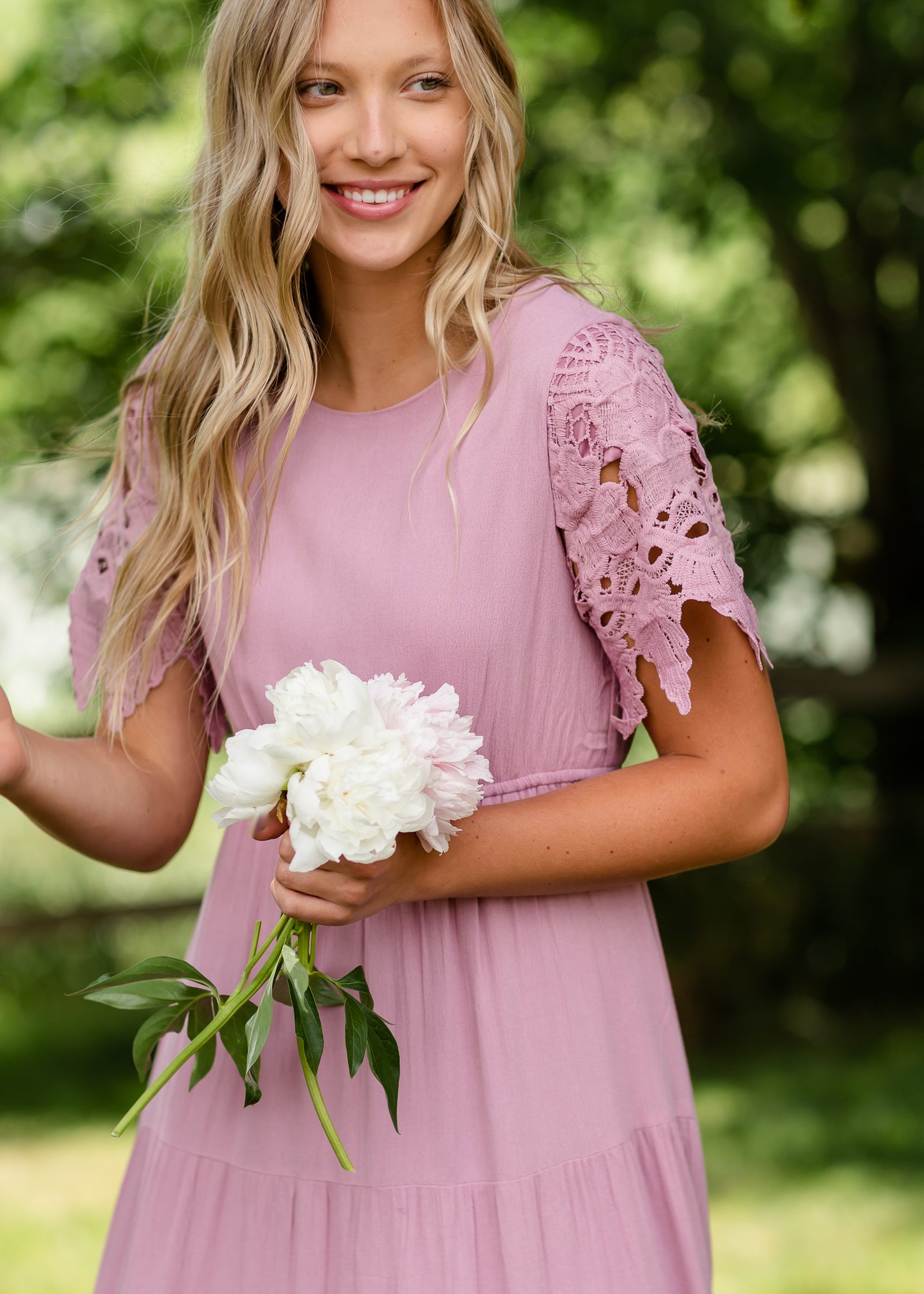 Eyelet Lace Crepe Maxi Dress - FINAL SALE Dresses