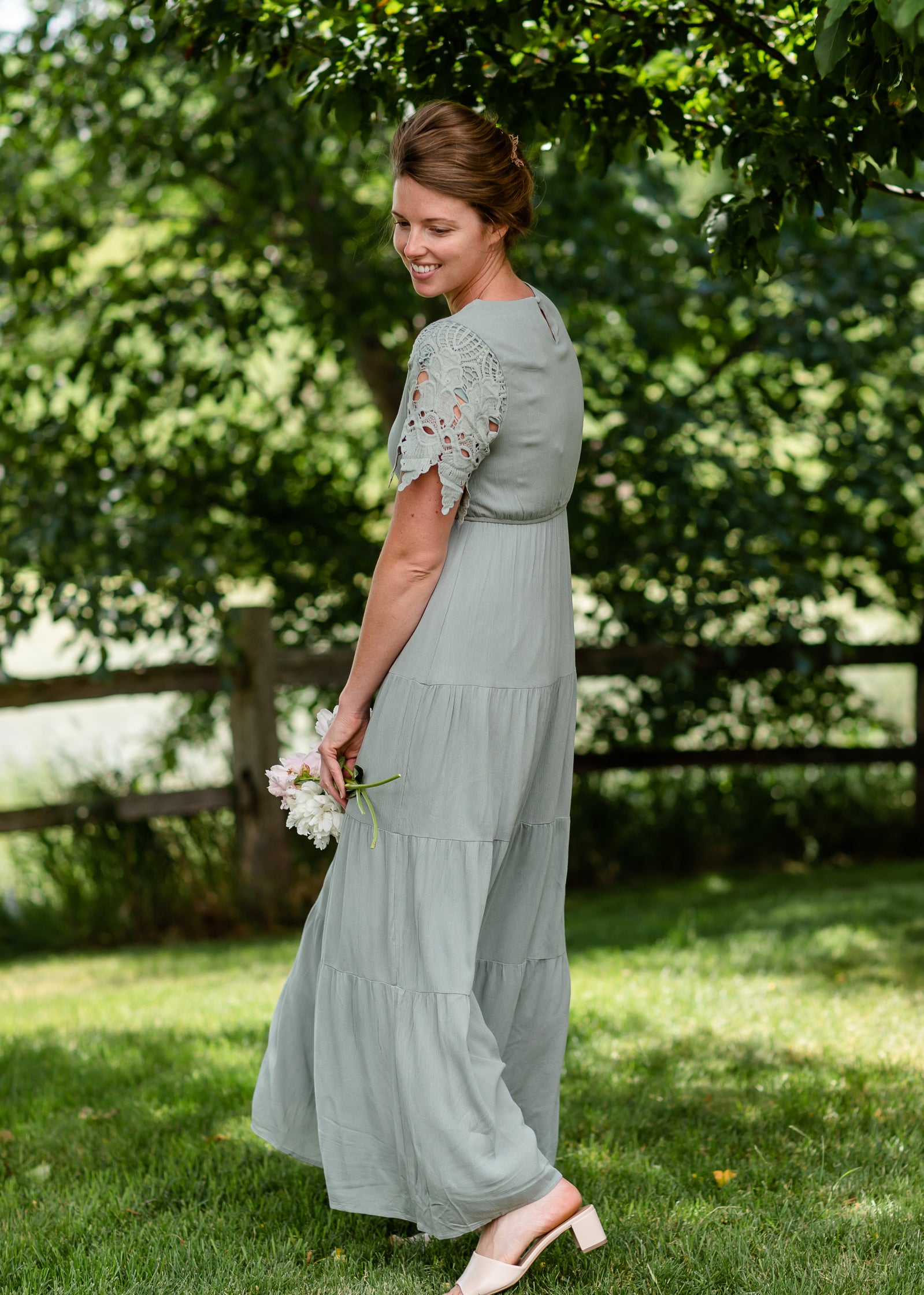 Eyelet Lace Crepe Maxi Dress - FINAL SALE Dresses