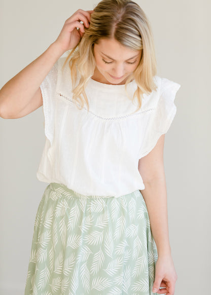 Eyelet Lace Ruffle Sleeve Top - FINAL SALE Tops