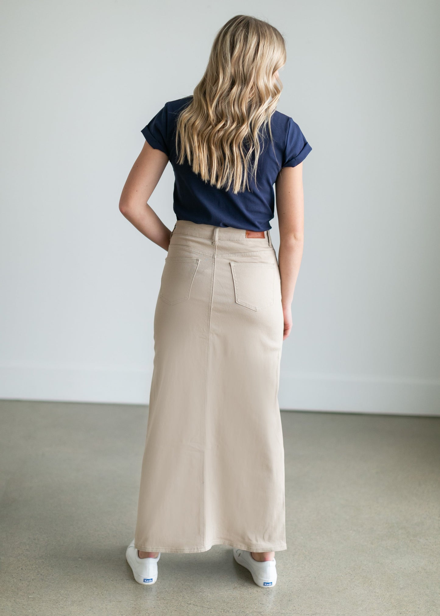 Faith Khaki Long Denim Maxi Skirt Skirts