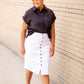 Farrah White Denim Raw Hem Midi Skirt - FINAL SALE Skirts