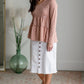 Farrah White Denim Raw Hem Midi Skirt Skirts Dongguan Haohoo Clothing