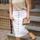 Farrah White Denim Raw Hem Midi Skirt Skirts Dongguan Haohoo Clothing