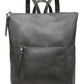 Faux Leather Front Pocket Backpack Accessories Jen + Co Gray
