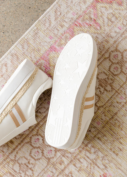 Faux Leather Rope Detail White Sneaker - FINAL SALE Shoes