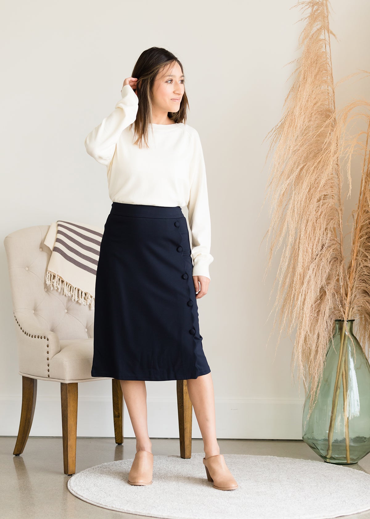 Faux Wrap Midi Pencil Skirt - FINAL SALE Skirts