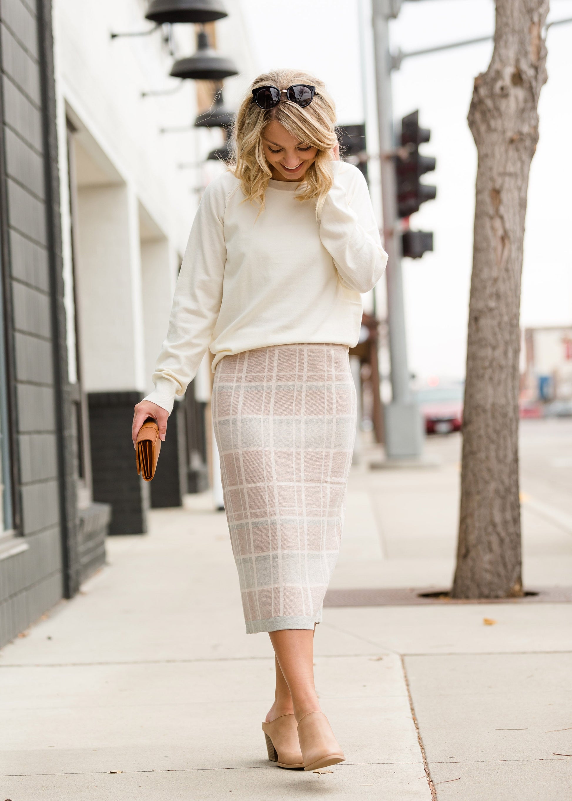Feminine Plaid Sweater Skirt-FINAL SALE Skirts