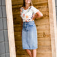Modest denim midi skirt
