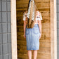 Modest denim midi skirt