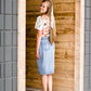 Modest denim midi skirt